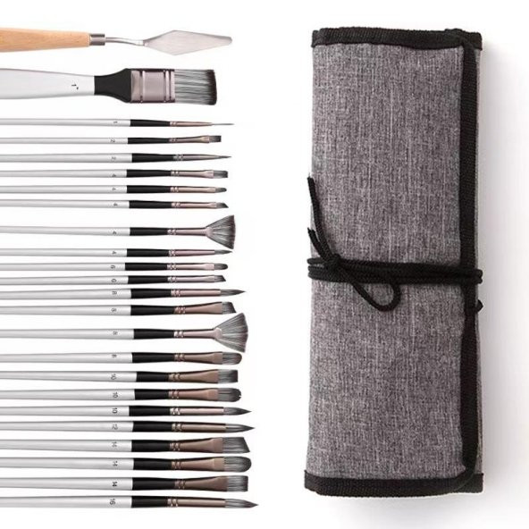 Valkyrie 24 Adet Profesyonel Boya Fırça Seti Gri - 8