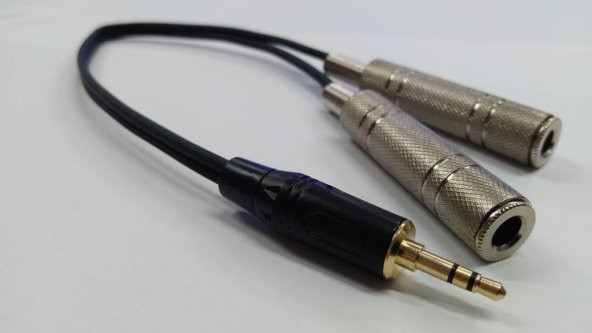 3.5 mm Stereo Erkek to 2x 6.3 mm Mono Dişi Kaliteli Splitter Kablo