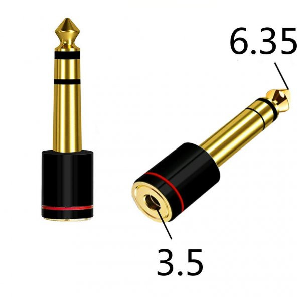 6.3 mm Stereo Erkek to 3.5 mm Dişi Kaliteli Çevirici Siyah