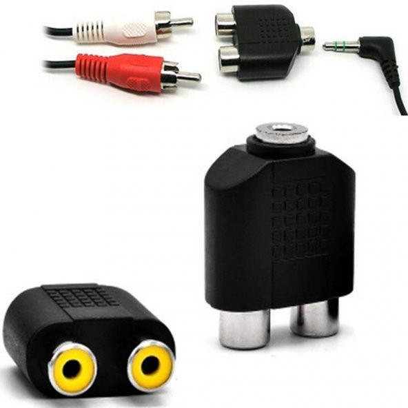 3.5 mm Stereo Dişi - 2 RCA Dişi Çevirici Aparat - 2
