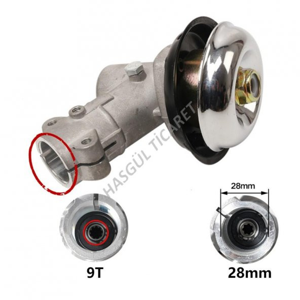 Hsgl Motorlu Tırpan Dişli Grubu Rediktör 9 Diş 28mm Frezeli Tırpan Başlık Yedek Parça Aksesuar - 5