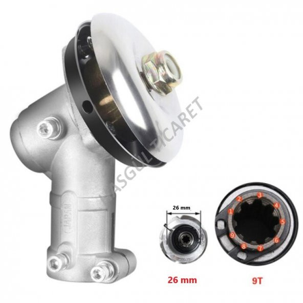 Hsgl Motorlu Tırpan Dişli Grubu Rediktör 9 Diş 26mm Frezeli Tırpan Başlık Yedek Parça Aksesuar - 3