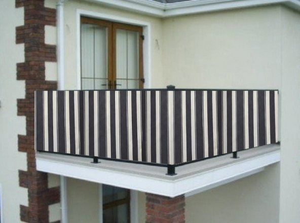 Ceylan Home Balkon Demiri Perdesi Bağcıklı Gri Beyaz 400x80