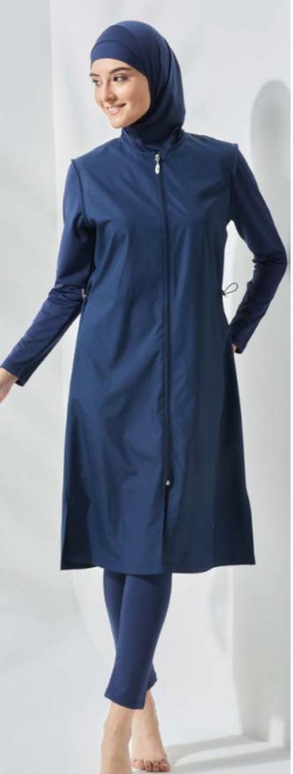 Allsea 3075 Lacivert 2 Li Kollar Lycralı Tam Boy Tesettür Mayo ürün görseli