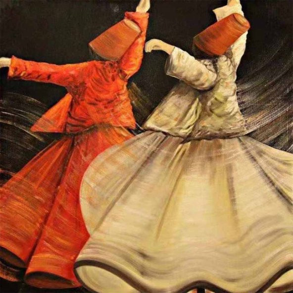 Canvas Öz e Doğru Yolculuk Mevlana Sayılarla Boyama Seti  Duvar Sticker Rulo 40 x 50 cm - 1