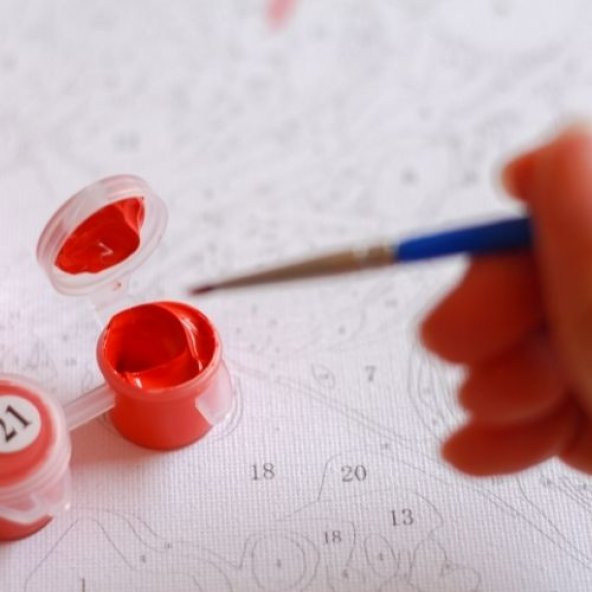 Canvas Zafer Takı Sönmeyen Ateş Sayılarla Boyama Seti  Kasnaklı 50 x 65 cm - Resim 4