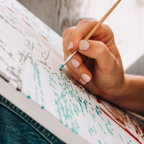 Canvas Zafer Takı Sönmeyen Ateş Sayılarla Boyama Seti  Kasnaklı 50 x 65 cm - Resim 5