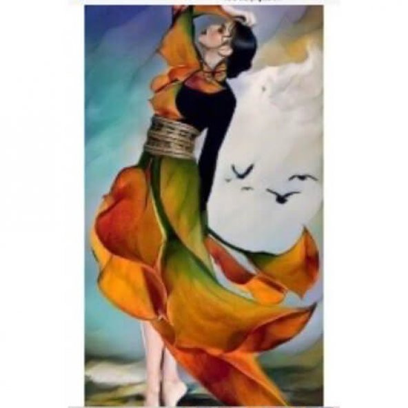 Canvas Düşünen Kadın Sayılarla Boyama Seti  Rulo 70 x 90 cm - 1