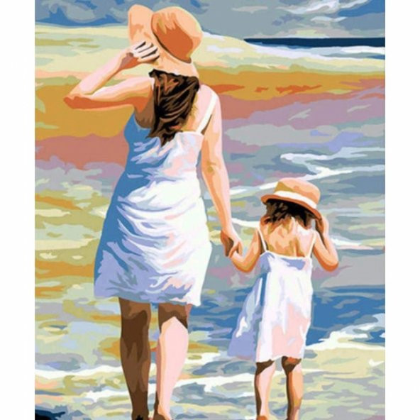 Canvas Anne ve Kız Boyama  Seti  Rulo 60 x 75 cm
