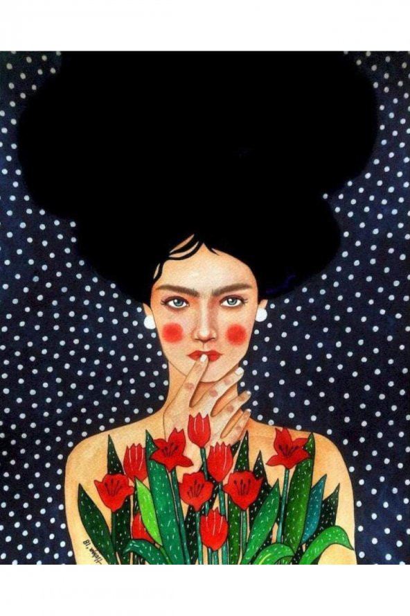 Canvas Laleli Kadın Sayılarla Boyama Seti   Rulo 70 x 90 cm