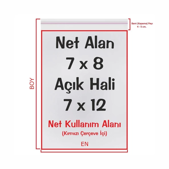 7x8+4 cm. (7x12) 1.000 Adet Şeffaf Bantlı Yapışkanlı Jelatin Poşet