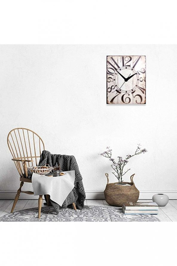 Hipnoz Merkezli Kare Temalı Model Dekor Ahşap Duvar Saati 50 cm