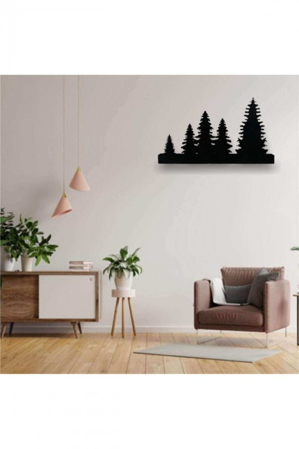 Led Işıklı Orman Metal Aplik Duvar Dekoru Gece Lambası (Beyaz Işık) - 1