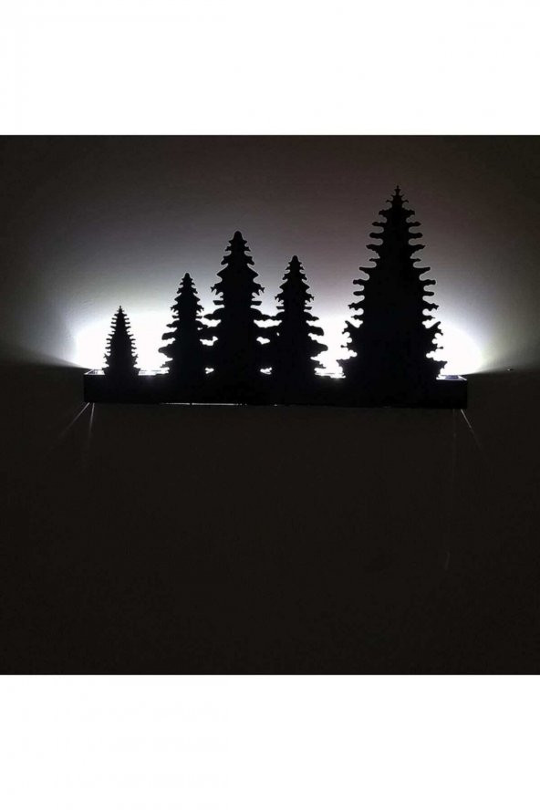Led Işıklı Orman Metal Aplik Duvar Dekoru Gece Lambası (Beyaz Işık) - 2