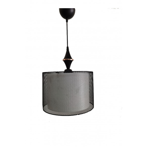 DEDE AVİZE METAL FİLELİ ABAJUR KUMAŞLI SİYAH SARKIT AVİZE AYDINLATMA - 2