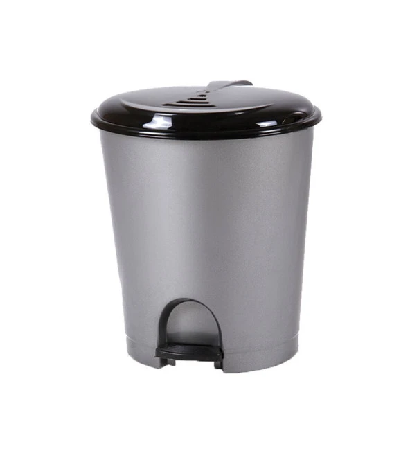 Plastik Pedallı Basmalı Kapaklı 50 Litre İç Kovalı Çöp Kutusu Kovası - Gri Gövde Siyah Kapak - 55 x 42 x 41 Cm. ürün görseli 1
