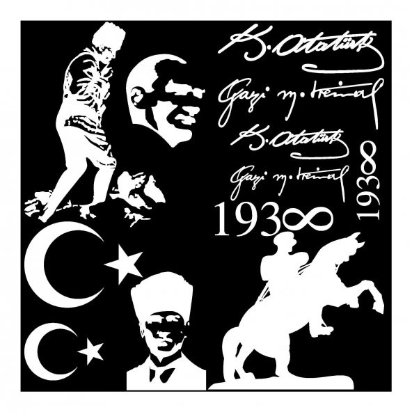 Mustafa Kemal Atatürk 12 Parça Sticker Seti