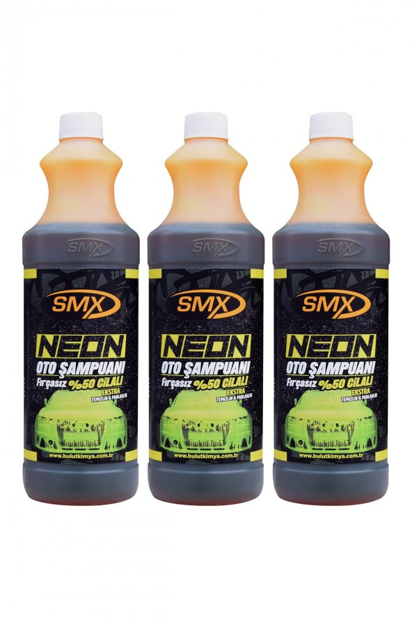 SMX 3 Adet Neon 50 Cilalı Fırçasız Oto Şampuanı 1 Lt