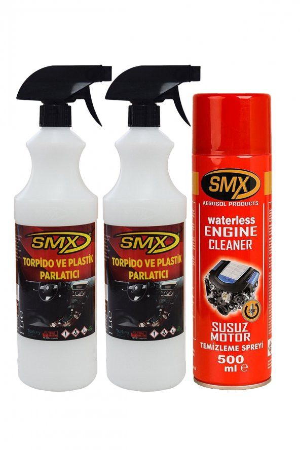 SMX 2 Adet Torpido Ve Plastik Parlatıcı - Susuz Motor Temizleme Spreyi