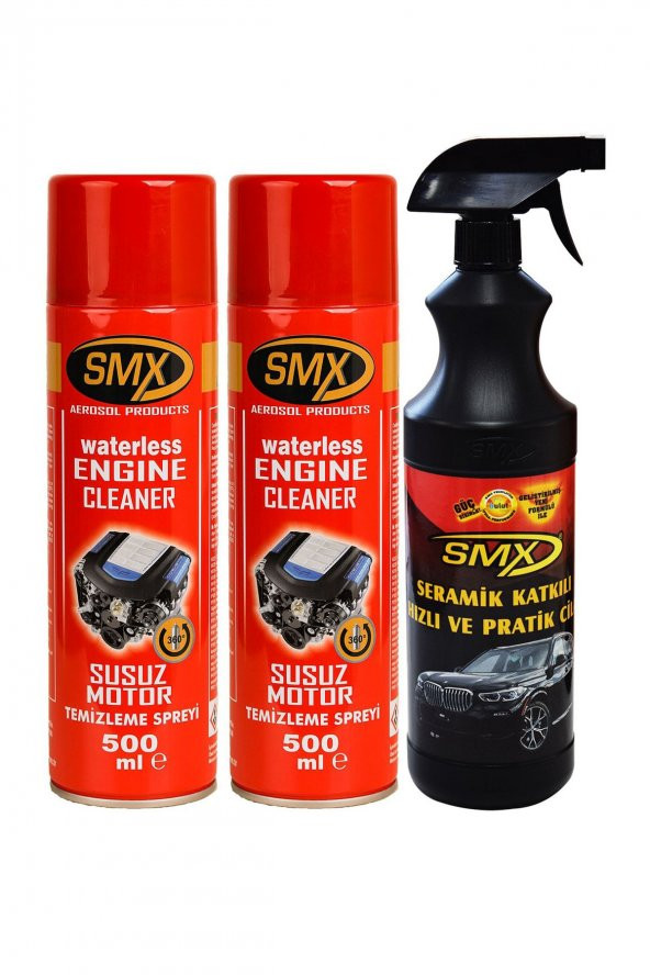 SMX Susuz Motor Temizleme Spreyi 2 Adet 500 Ml - Seramik Katkılı Hızlı Ve Pratik Cila 1 Lt.