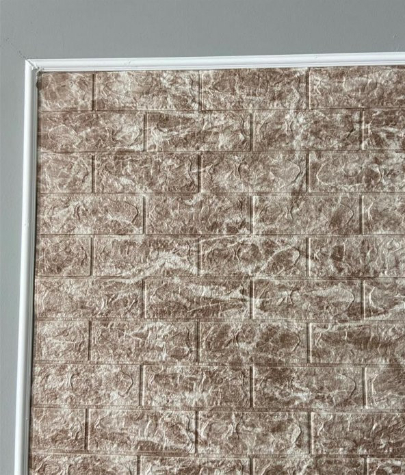 Renkli Duvarlar Kendinden Yapışkanlı 3D Koyu Bej Tuğla Duvar Kağıdı Paneli NW125