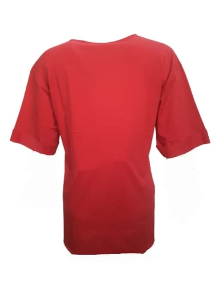 Kuzey Kadın Baskılı Yırtmaçlı Oversize Kadın T-Shirt 301 - Resim 9