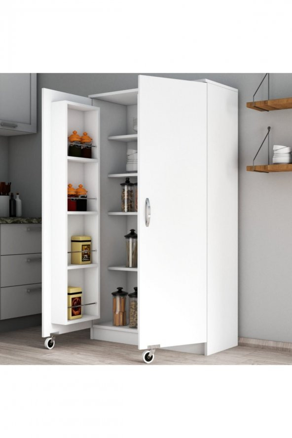 KZY Erzak Dolabı 2 Kapaklı Çok Amaçlı Mutfak Dolabı-Beyaz - 2
