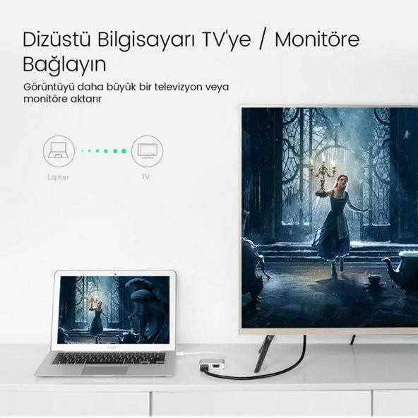Ugreen Mini DisplayPort to VGA 4K HDMI Dönüştürücü Adaptör Gümüş - 4
