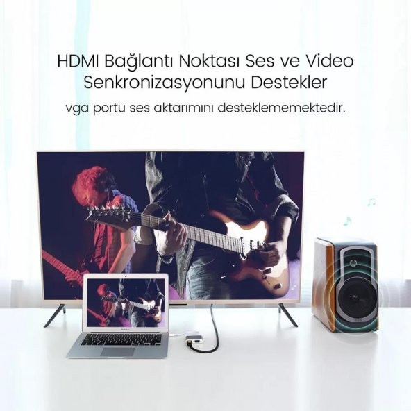 Ugreen Mini DisplayPort to VGA 4K HDMI Dönüştürücü Adaptör Gümüş - 6