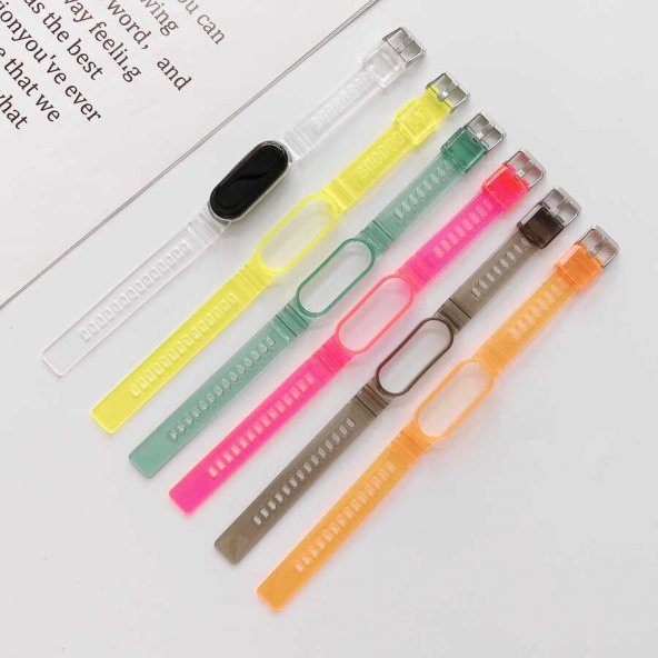 Xiaomi Mi Band 5 KRD-27 Şeffaf Renkli Transparan Silikon Kordon - 8
