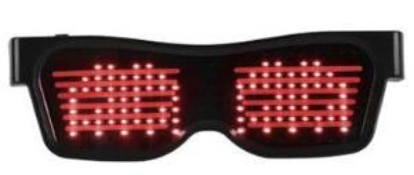 Smart Led Glasses Kırmızı Led Işıklı Parti Gözlüğü Kablosuz Uygulamalı Eğlence Parti HJ-LRG02