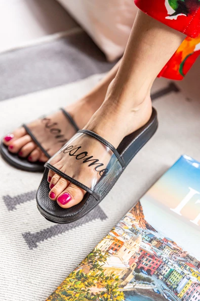 Kadın Siyah Awesome Plaj Terliği - Resim 2