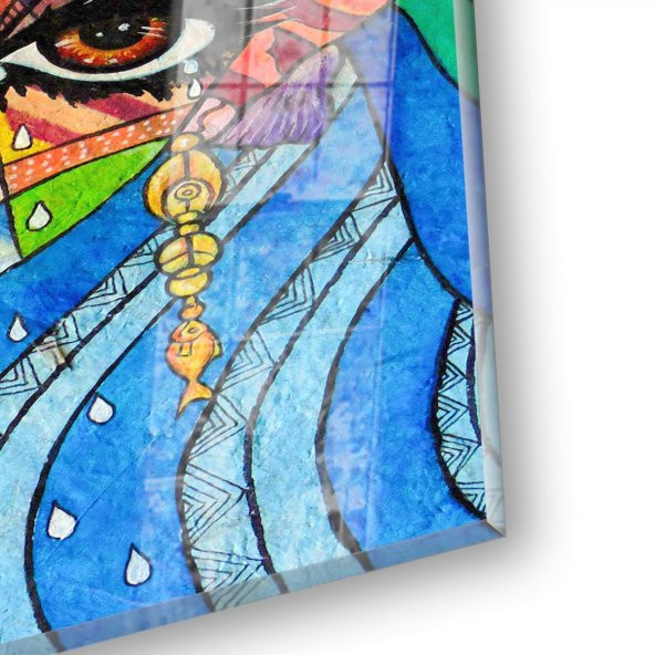 ArtofWallDesign Kadın Kübizm Kız Portre Cam Tablo UV - 3