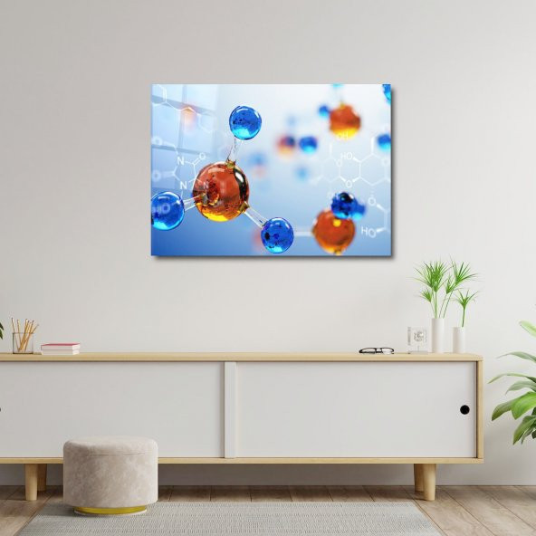 ArtofWallDesign 3d İllüstrasyon Molekül Cam Tablo UV
