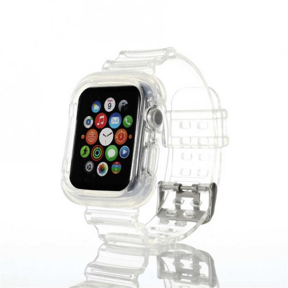 Apple Watch 38mm KRD-27 Şeffaf Renkli Transparan Silikon Kordon - 7