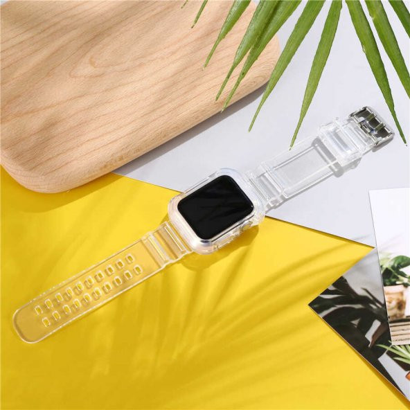 Apple Watch 38mm KRD-27 Şeffaf Renkli Transparan Silikon Kordon - 12