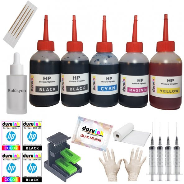 HP F2420 F2480 F2488 (300) KARTUŞ DOLUM SETİ 5X100ML 5Lİ SET