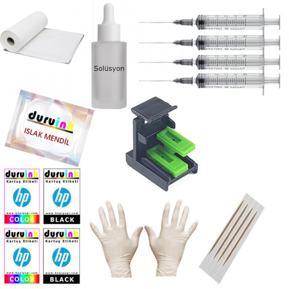 HP 1110 1110v 1110xi (56 57) KARTUŞ DOLUM SETİ 500ML SİYAH+3X100ML RENKLİ - Resim 3