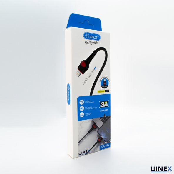 Winex GFZ115 İphone Lightning 3.0A Hızlı Şarj ve Data Kablosu 1M Beyaz - 4