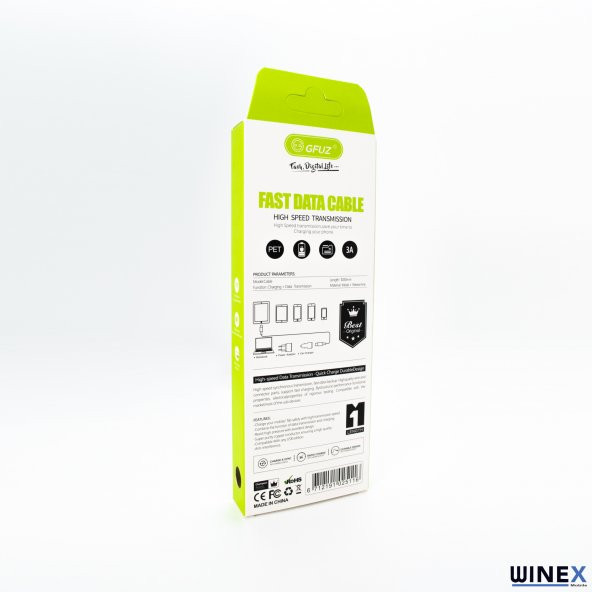 Winex GFZ116 Type-C 3.0A Hızlı Şarj ve Data Kablosu 1M Siyah - 4