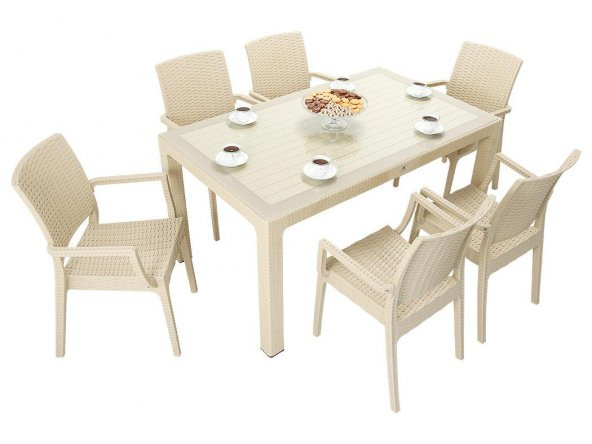 Mandella Elit Rattan 90x150 Elit Koltuk Camlı Masa Takımı ÇÖLBEJİ