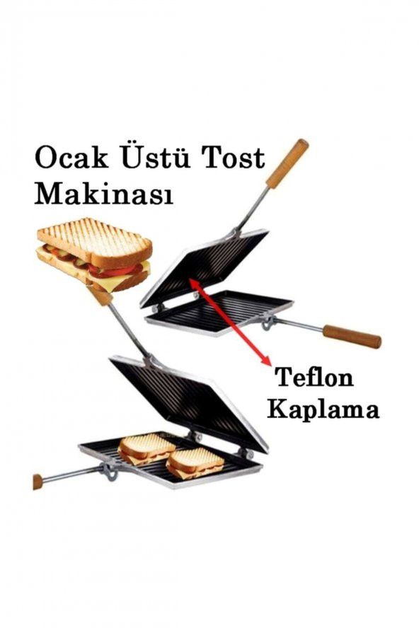 Metal Ocak Üstü Teflon El Tost Makinesi Ocak Üstü Tost Makinası