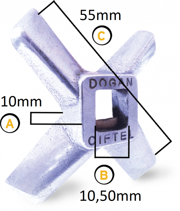 8 Numara Kıyma Makinesi Bıçağı (Bıçak Boyu: 55mm) - Resim 2