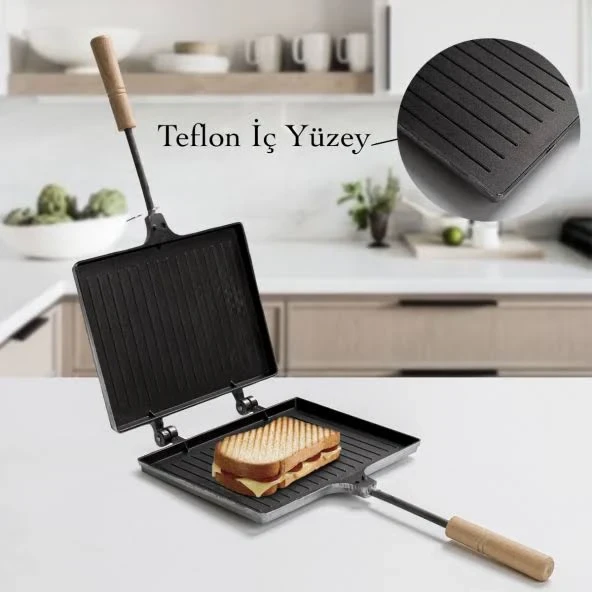 Ocak Üstü Teflon Tost Makinesi İçi Teflon