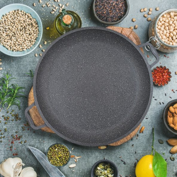 Granit Döküm Gözleme Sacı Kavurma Tavası 36 cm