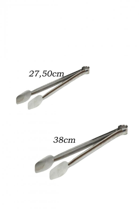 2li Mangal Maşası Uzun Ve Kısa Izgara Çelik Maşa Seti (38cm ve 27,50cm)