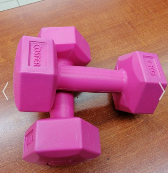 Russet Plastik Kaplı İçi Kum Dambıl Cosfer Pembe Renk 2x1KG - Resim 2