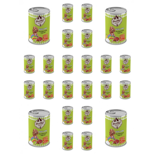 Prochef 24 Adet Yavru Kuzu Etli Kıyılmış Köpek Maması ( 415 Gr 24'lü Pro Chef Konserve Yaş Mama )