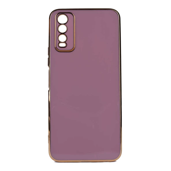 Vivo Y11S Kılıf Zore Bark Kenarları Altın Renk Kılıf - Resim 7