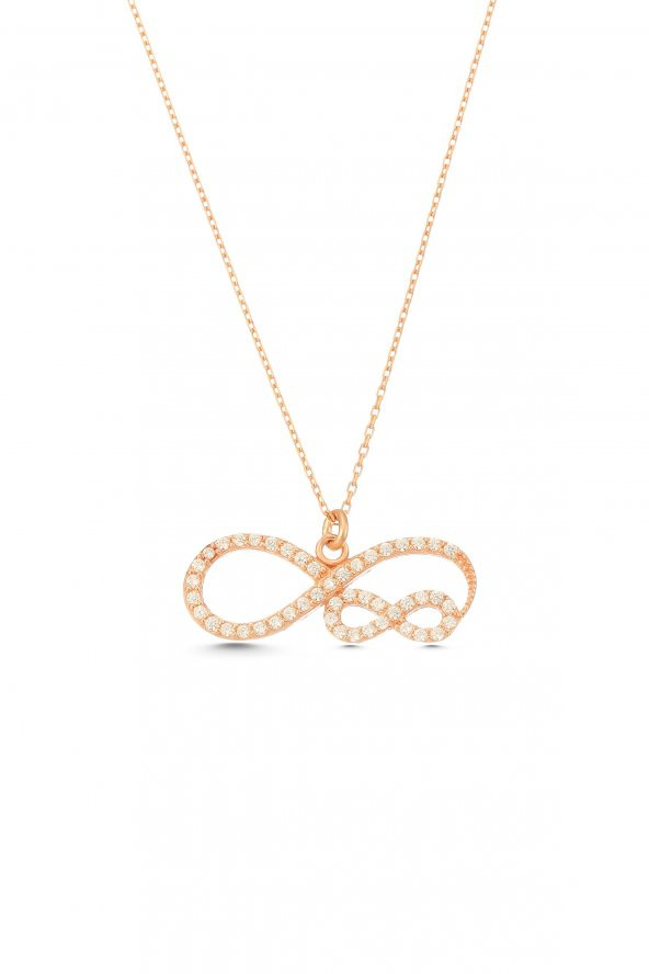 925 Ayar Gümüş Zirkon Taşlı Sonsuzluk Tasarım Kolye - 3
